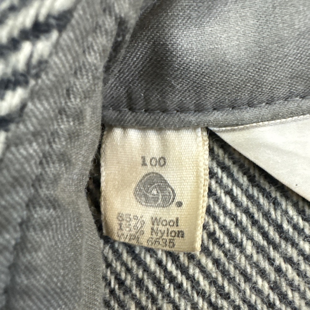 Vtg Woolrich Shirt Jacket Mens Lg Gray Herringbone Wool Blend Shacket USA Made - Picture 3 of 7